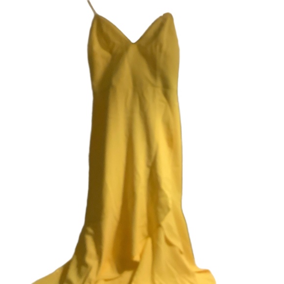 New Alice + Olivia Cobi Sz 2 Yellow Sweetheart Ruffled Midi Dress Party Cocktail - Picture 4 of 7